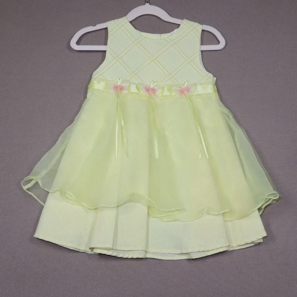 Bonnie Jean Little Girls Vintage Yellow ‎ Tulle Overlay Dress - Size 3T